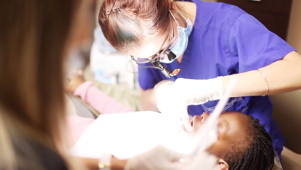 A patient being cared for at Story Dental